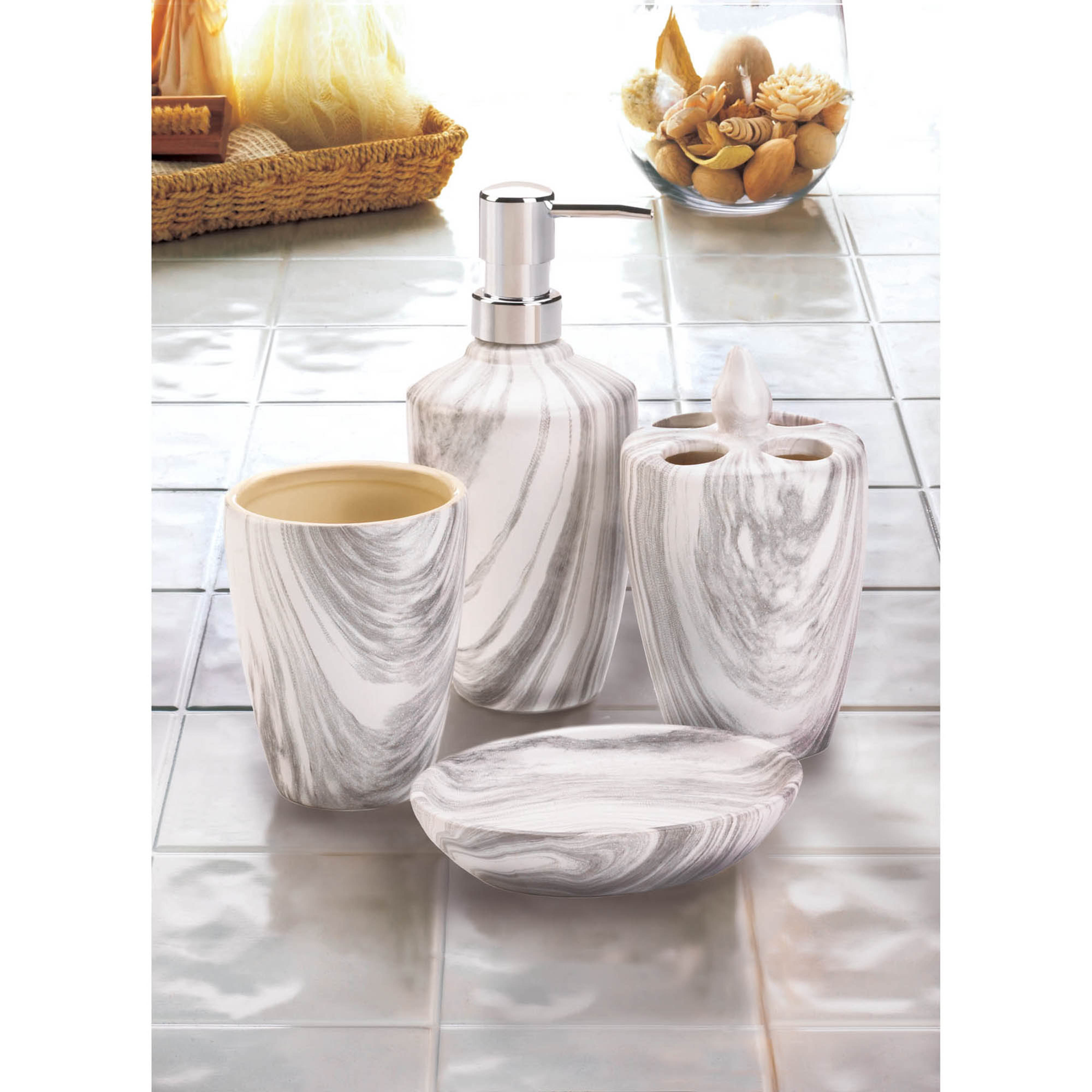 Wholesale Marble Printed Bath Accessory Set Buy Wholesale Bathroom Decor